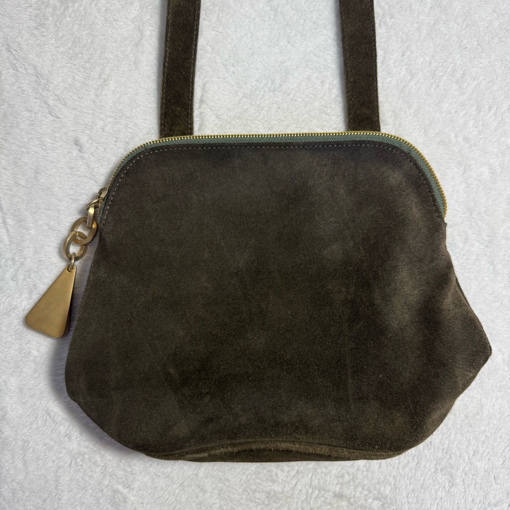 Vintage SHARIF 80s Olive Green Suede Shoulder Bag
